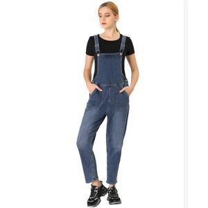 Allegra K Denim‎ Overalls Women's Blue Jean Jumpsuit Casual Romper Small